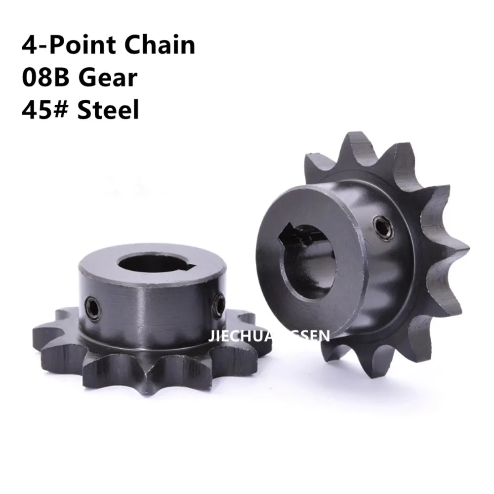 

4-Point Chain 08B Gear 10T/11/12/15/16/17 Teeth Black 45# Steel Industrial Sprocket Gear