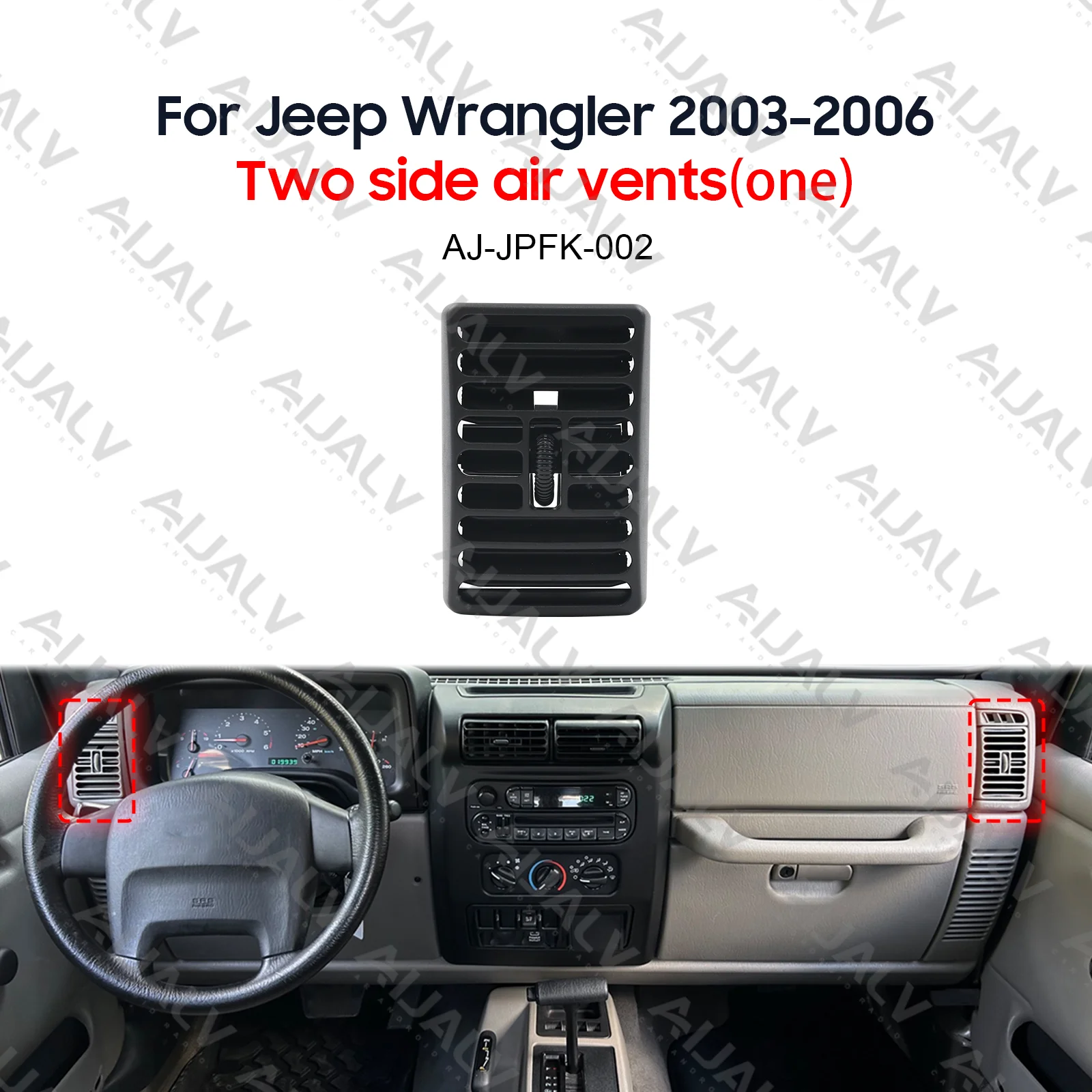 For Jeep 2003-2006 WRANGLER Middle vent and both sides Air Conditioning Outlet Assembly Panel AIR VENT Refitting Fascia Parts