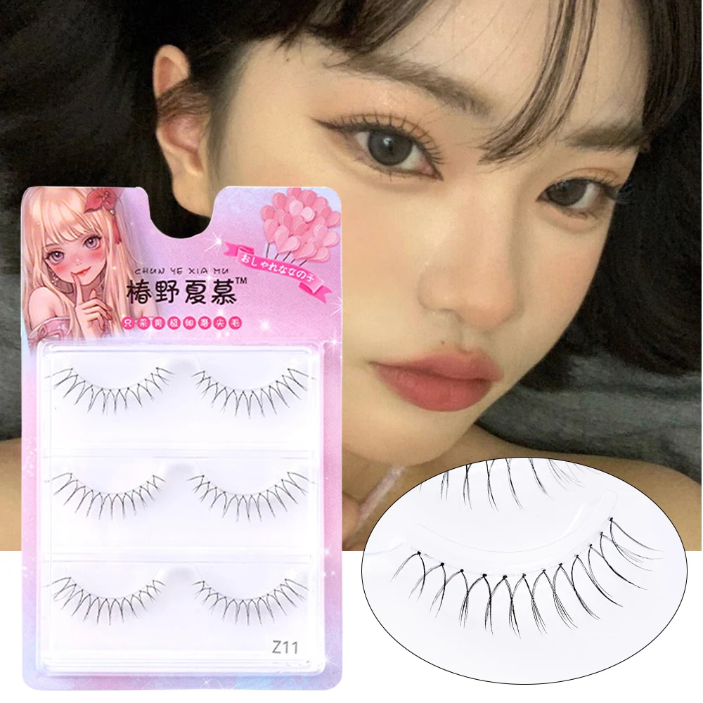 Korean V-shaped Flase Eyelashes Makeup Natural Artificial Lashes Soft Wispy Fairy Grafting Eyelash Extension Transparent Stem