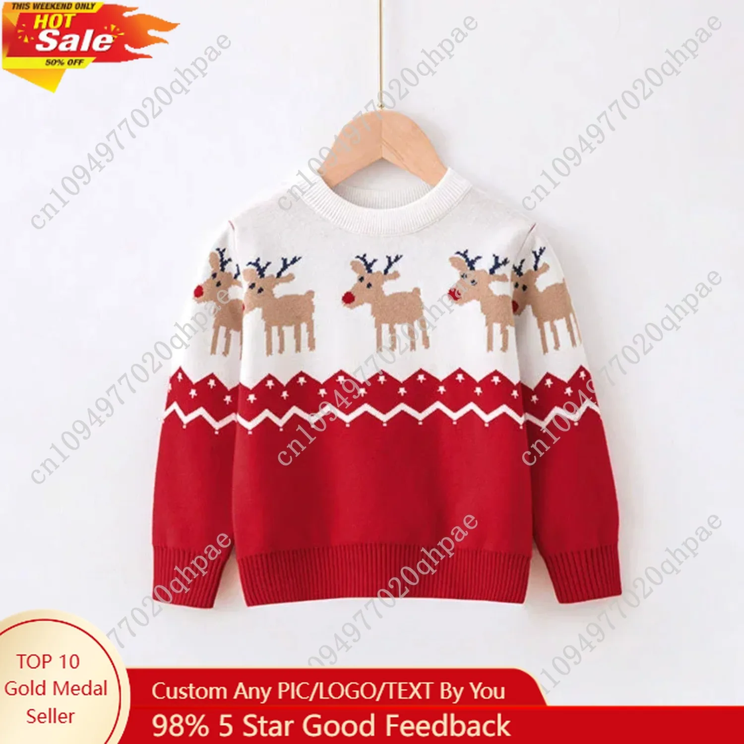 

2025 Christmas Sweaters Autumn Winter Kids Warm Pullover Boy Girls Cartoon Knitted Sweaters Children Clothes Xmas Jumper
