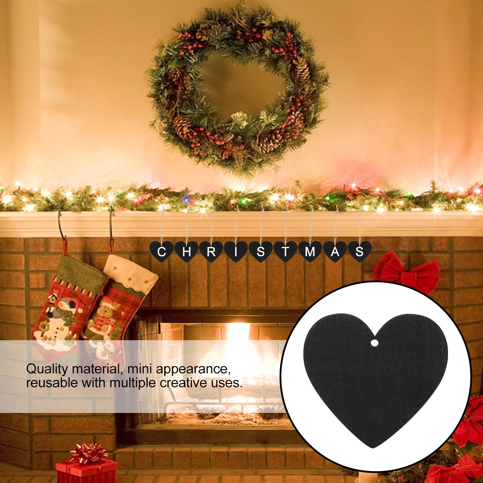 100 Pcs Wooden Blackboard Pendant Small Chalkboard Mini Double Sides Sign Hanging