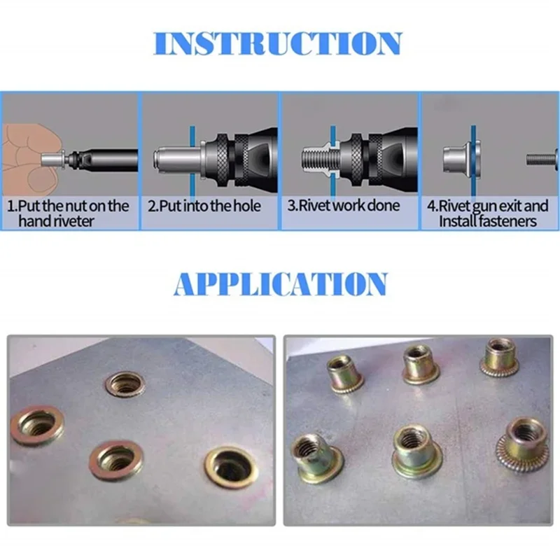 100pcs Zinc Plated Rivet Nut M3 M4 M5 M6 M8 Carbon Steel Rivet Nut Knurled Nuts Flat Head Rivet Insert Nutsert or 1pc Nuts Gun