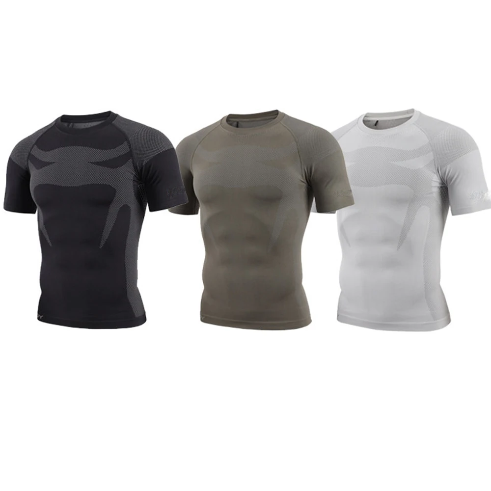 Men's Base Layer T-Shirt Quick-Drying Short Sleeve Breathable Running Shirt Summer Jersey Top for Fitness Gym Training Sport