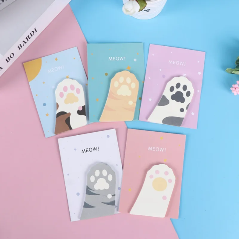 Kawaii Cat Claw Plan Sticker Paper Memo Pad Adhesivas Classification Sticky Notes School Office Supplies Stationery Page Flags