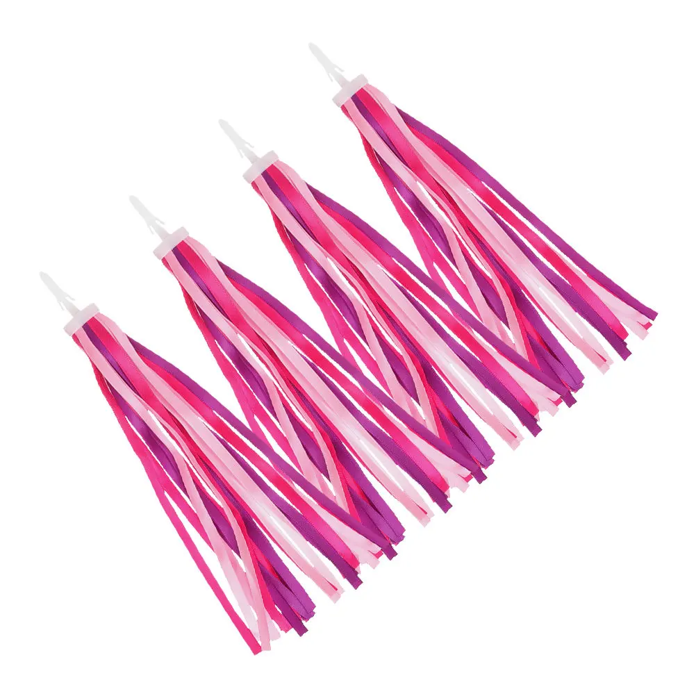 

4Pcs Bicycle Handlebar Tassel Ribbons Bright Polyester Streamers Enhanced Safety Visibility Fun Personalized Scooter