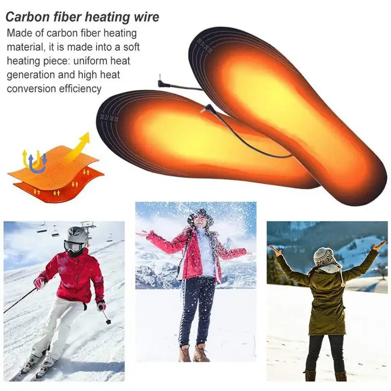 Heated Shoe Inserts Rechargeable USB Heated Insoles Cuttable Thermal Insoles Rechargeable Heating Insoles 3 Temperature Settings