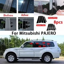 For Mitsubishi PAJERO 4 2008 Polished Pillar Posts Car Window Trim Cover BC Column Sticker Chromium Styling