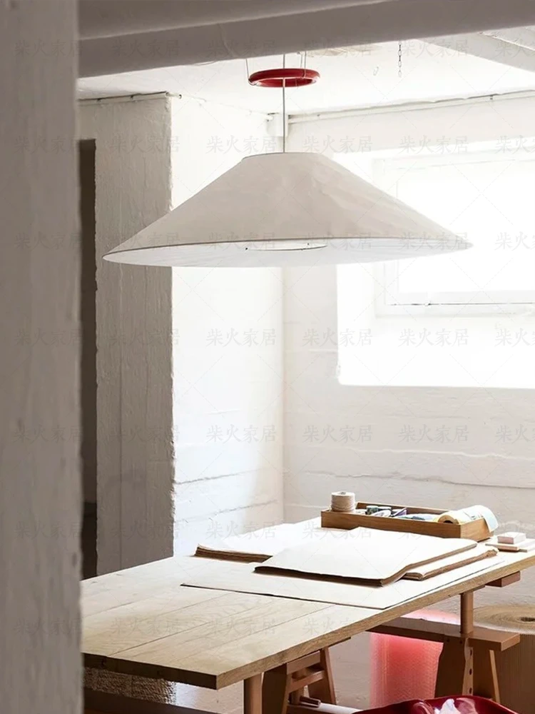 Nordic Minimalist Dupont Paper Wabi Sabi Chandelier Living Dining Room Bedroom Pendant Lamp Restaurant Bar Hanging Light Fixture
