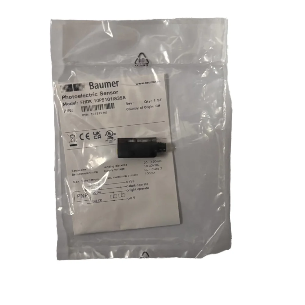 Миниатюрные диффузные датчики BAUMER FHDK 10P5101/S35A с подавлением фона, готовый запас, промышленный компонент