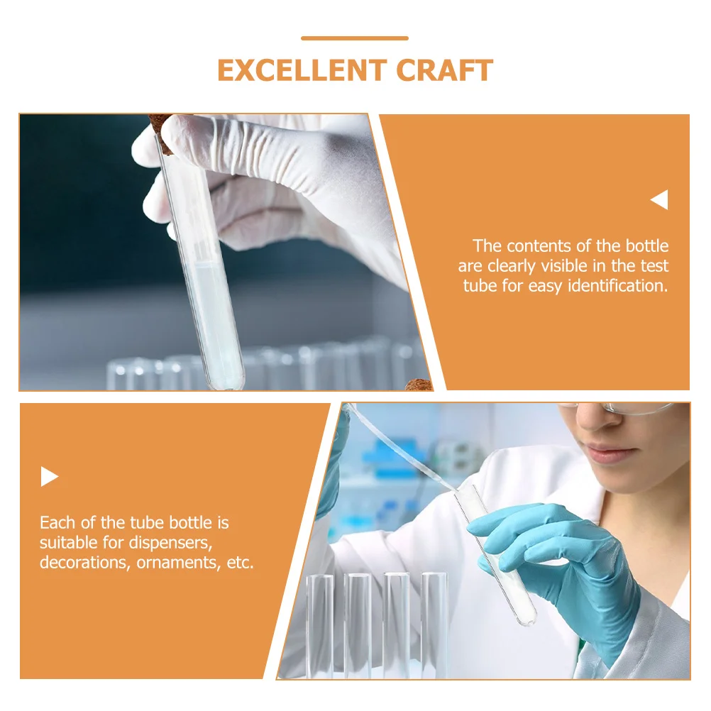 

50Pcs Clear Plastic Test Tubes with Corks for Liquid Bath Salt Candy Bead Storage Test Tubes Bath Salt Container