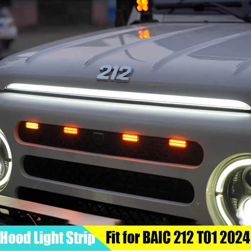 

Car Hood Light Strip Suitable for BAIC 212 T01 2024 2025 2026 Modified Auto Grille Through Light LED Daytime Running Lights