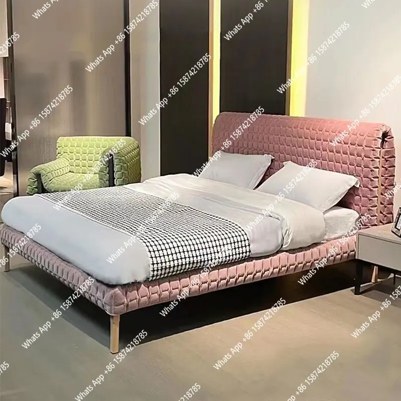 

Fabric bed Italian minimalist modern minimalist master bedroom double wedding bed high-end light luxury designer furniture