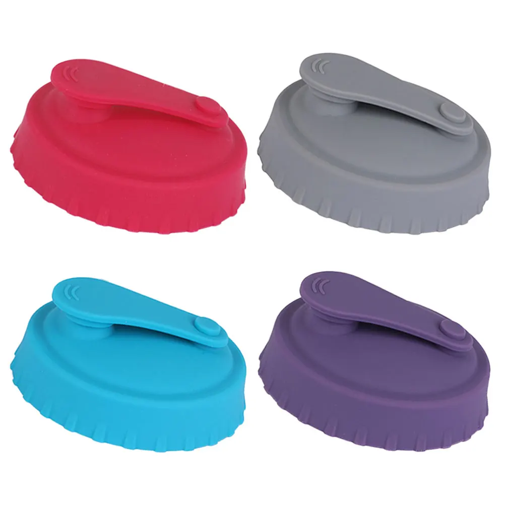 

4pcs Silicone Sealing Covers Can Lids Gray Purple Red Blue Leakproof Dustproof Beverage Soda Can Protector Sealer