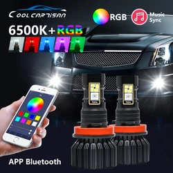 2023 NEW Multifunction RGB LED Fog Light Bulb H8/H9/H10/9005/9006/5202 Driving Lamp 12V 5370 LED 15000LM For APP control LED