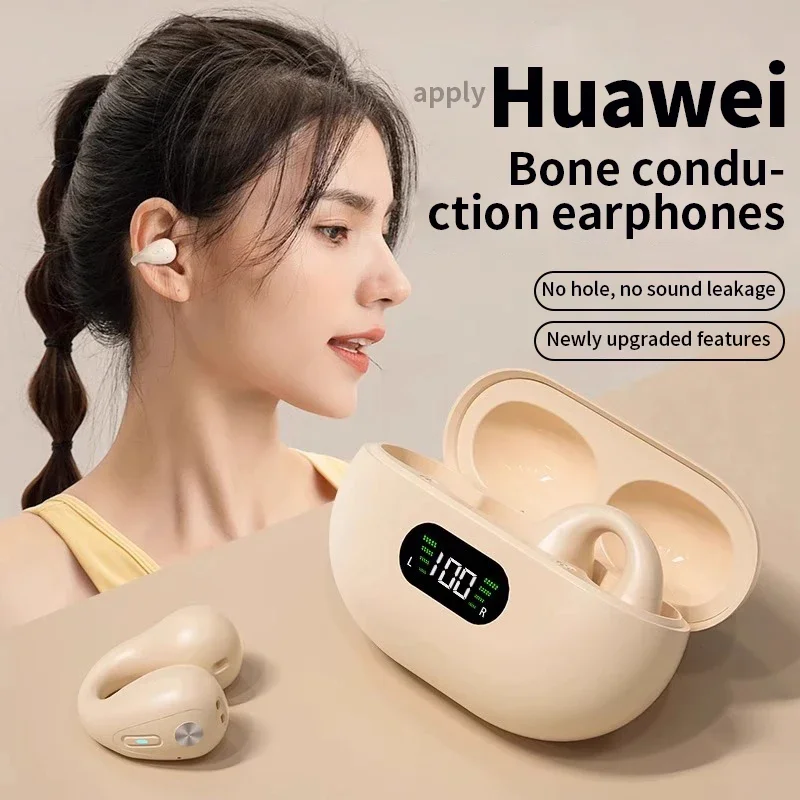 

2024 New Wireless Headphones Clip Earphones Bluetooth Wireless Bone Conduction TWS Earbuds Clip on Ear Sport Headsets with Mic