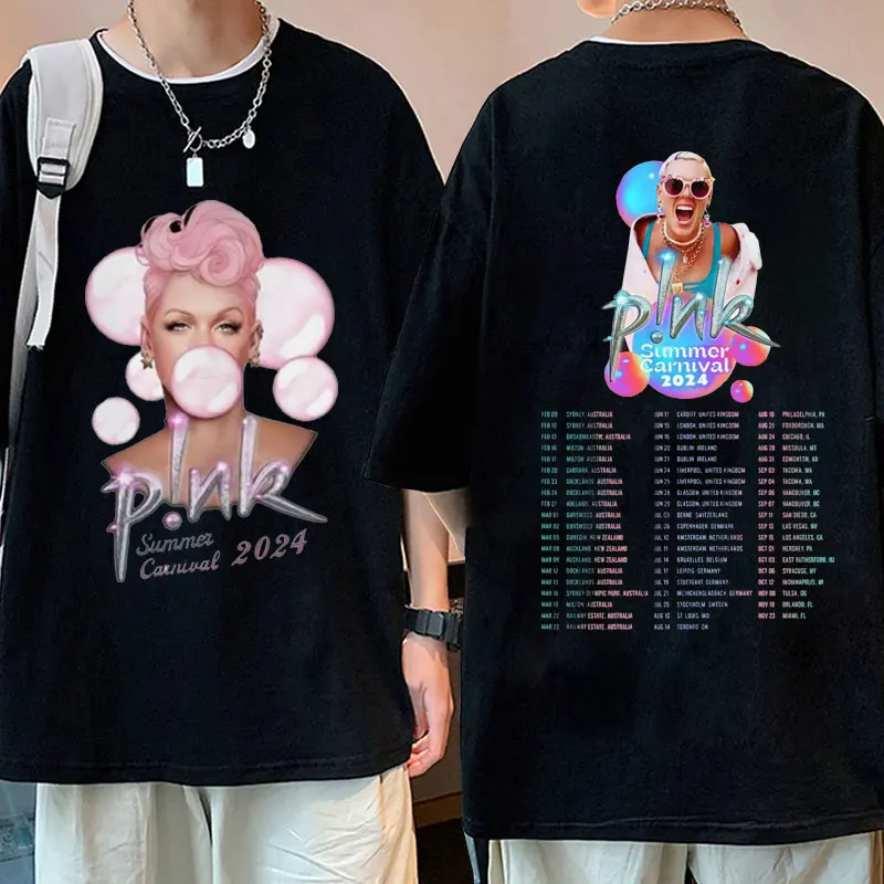 

Singer P!nk Pink Summer Carnival 2024 Festival World Tour T-shirt for Men Women Fashion Aesthetic Harajuku T Shirt Cotton Shirts