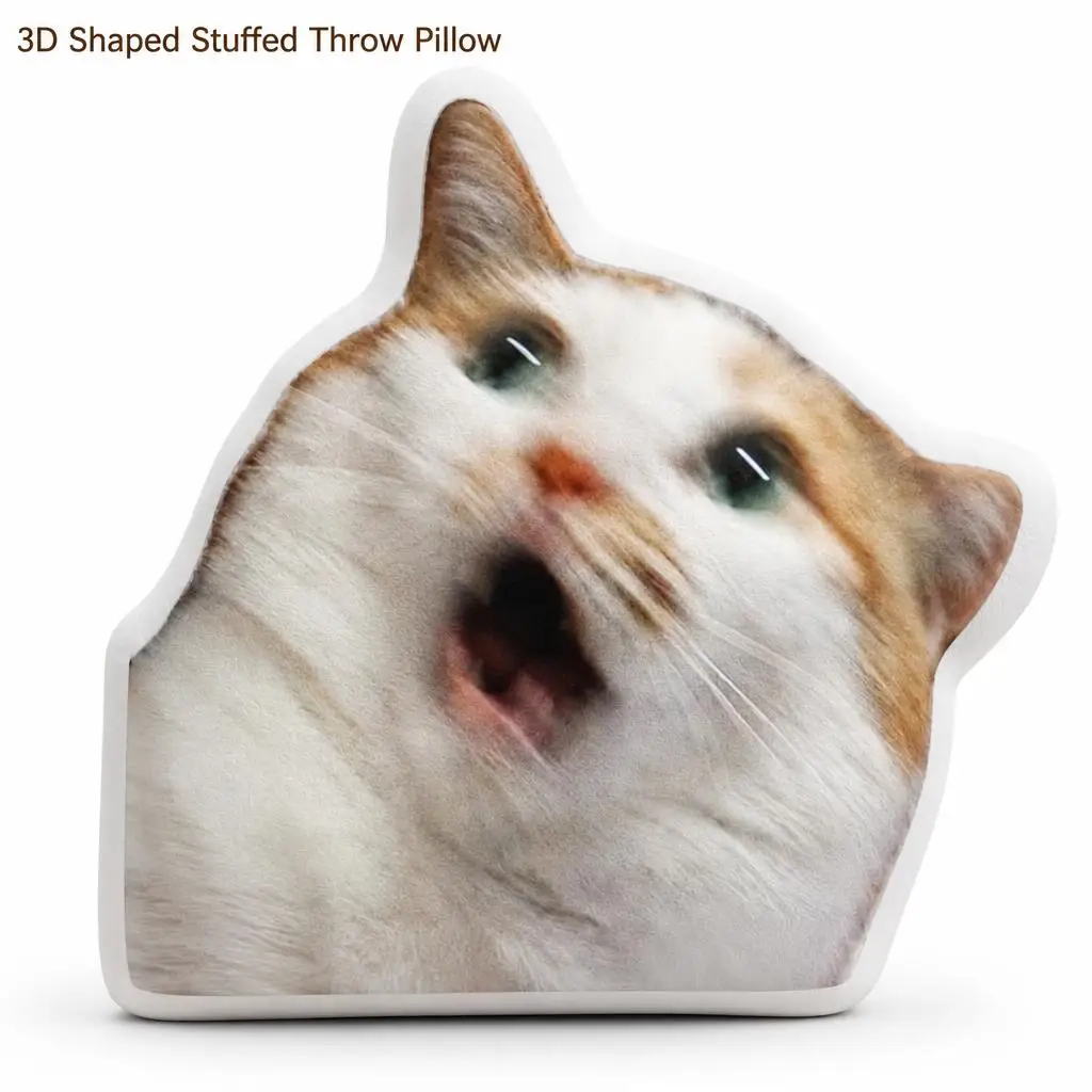 Screaming Cat Shocked Meme Face Plush Pillow Cushion Irregular Stuffed Throw Pillow Home Decor Gift Sofa Bed