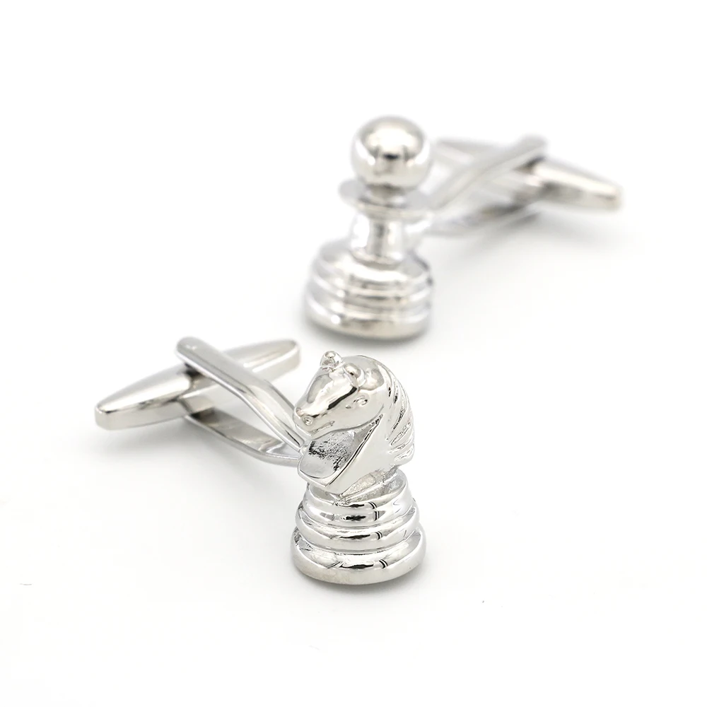 Chess Design Fashion Cufflinks For Men Quality Copper Material Silver Color Cuff Links Wholesale&retail