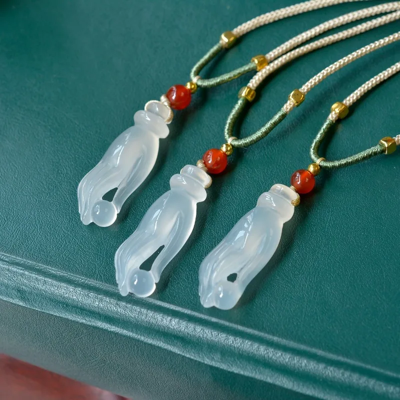 

Новый натуральный изысканный кулон из ледяного халцедона, ожерелье унисекс с подвеской