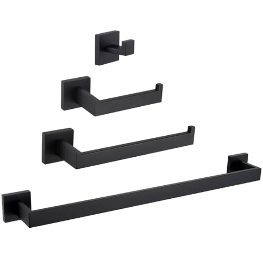 

Bathroom Hardware Set Stainless Steel Bath Accessory Kit 4 Pieces - Towel Hook Toilet Paper Holder Towel Holder and Towel Bar