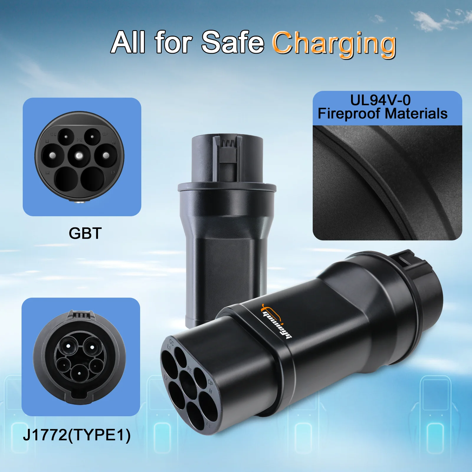 GUWIEYG EV Charging Adaptor Type1 to GBT Adaptor 32A SAE J1772 to GBT EV Charger Adaptor