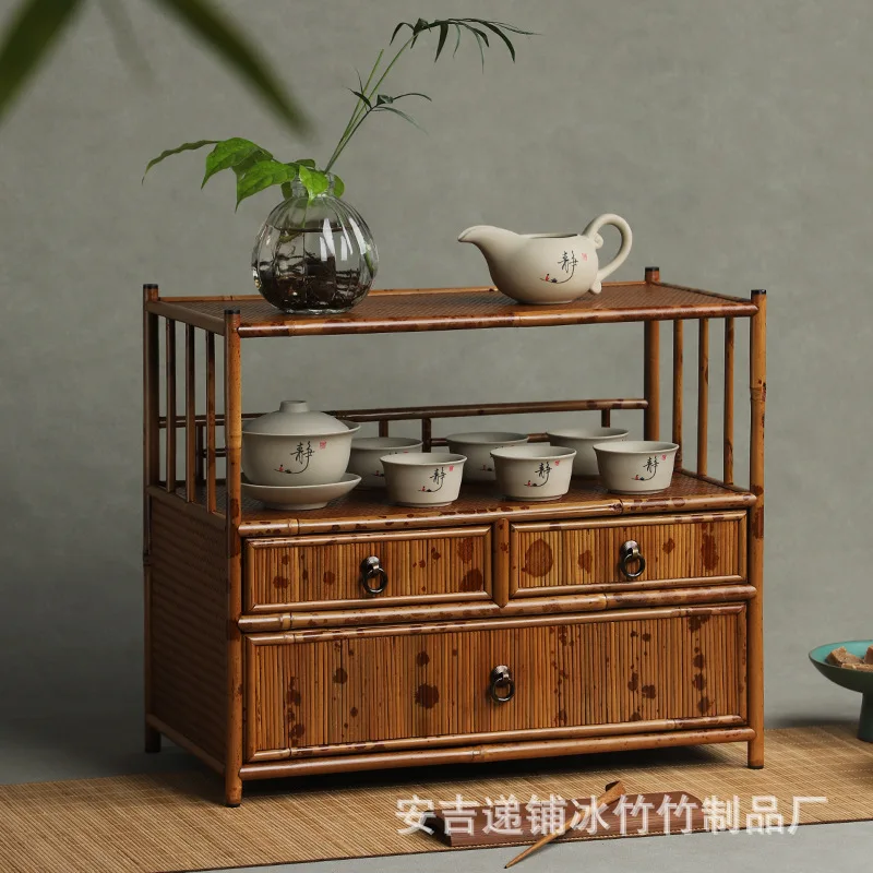 

Handmade bamboo Bogu rack bamboo tea box tea ceremony utensil storage box bamboo tea shed retro storage cabinet