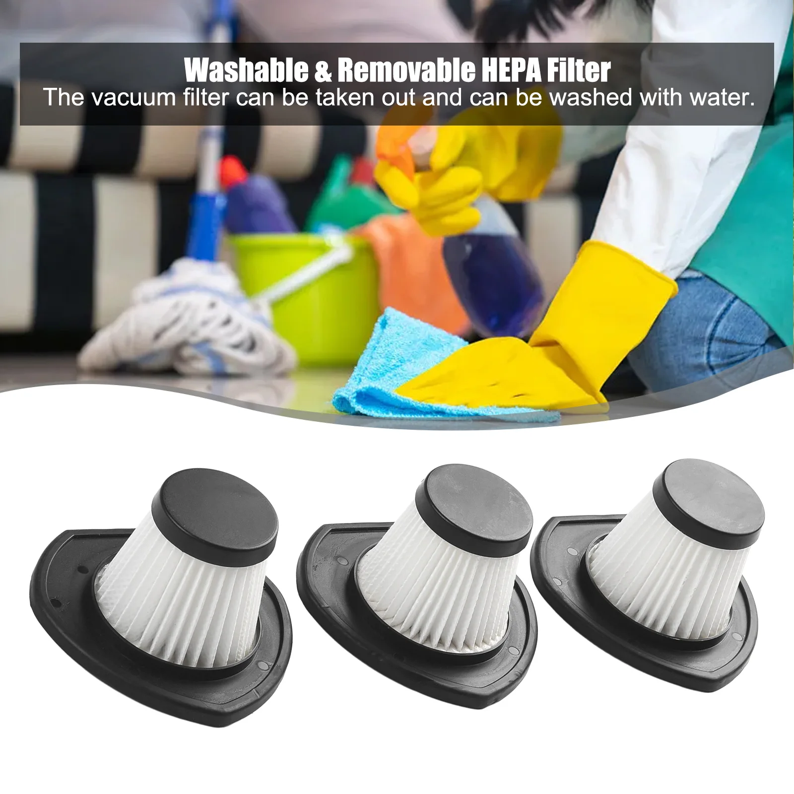 3PCS  For R-6053 Cordless Vacuum Cleaner Hepa Filter Parts Home Car Element Handheld Vacuum Cleaner Replacement Filter Acces ﻿