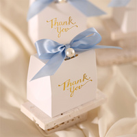 10pcs Paper Gift Boxes with Golden 'Thank You' Labels, Including Ribbons and Beads - Perfect for Birthdays, Weddings