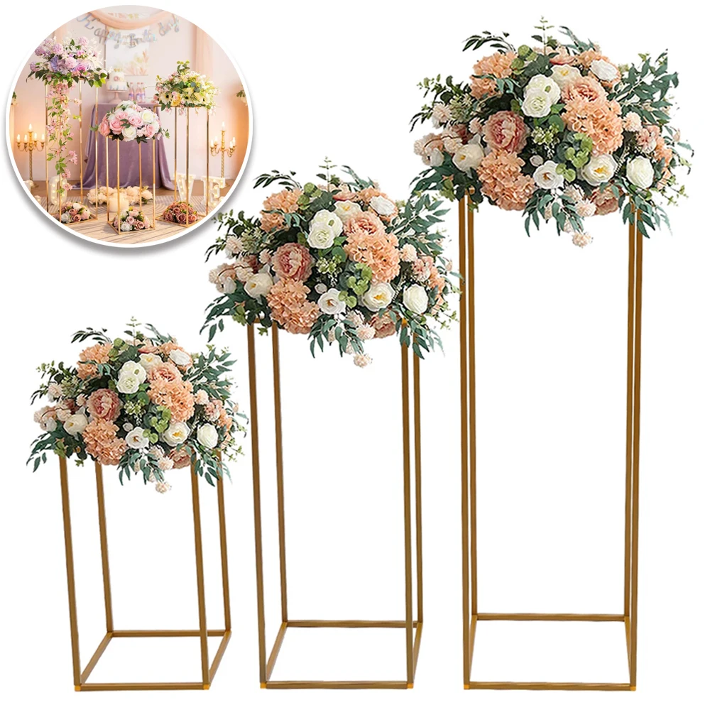 

1 Set Gold Wedding Flower Stand Flower Road Lead Rack Metal for Wedding Decoration Party Event Anniversary Height 40/60/80cm