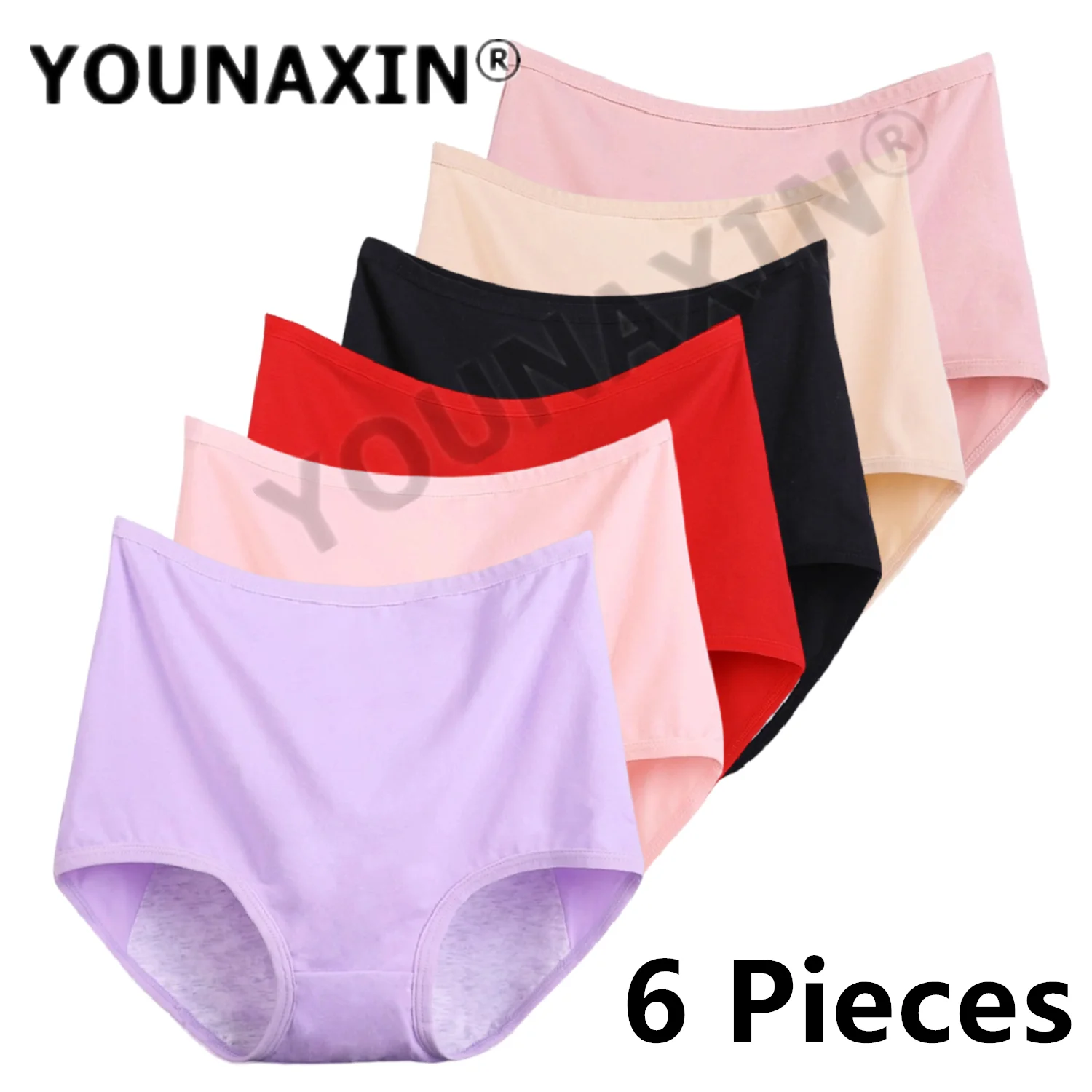 

6 Pcs Women's Big Size Briefs Breathable Cotton Undies Underwear High Waist Large Panties Menstrual Pants XL 2XL 3XL 4XL 5XL 6XL