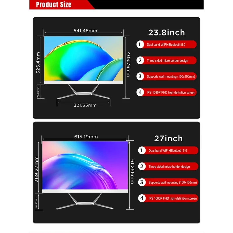 27 Inch All-in-One PC Core I7 16GB RAM 512GB SSD OEM AIO Desktop Computer Monoblock All in One PC With UPS Battery