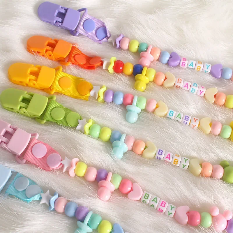 Baby Pacifier Clips Silicone Newborns Beads Anti-lost Chain Dummy Holder for Infant Teether Nipples Shower Accessories Items