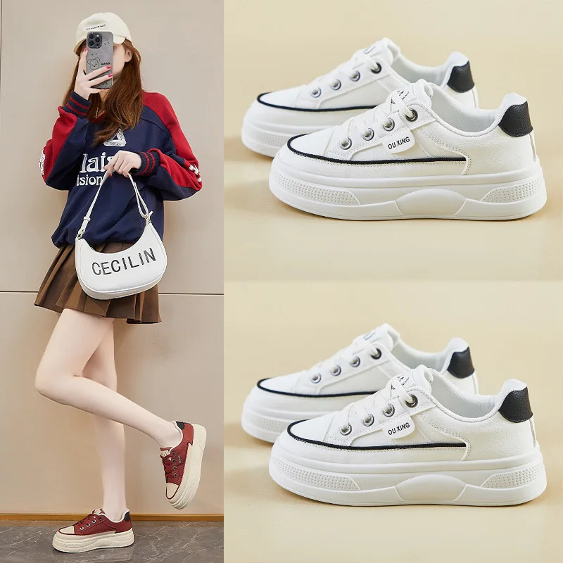 

Весенняя белая обувь без шнуровки для скейтборда, новые студентки, спортивная обувь на платформе, повседневная обувь, уличная обувь в стиле ретро