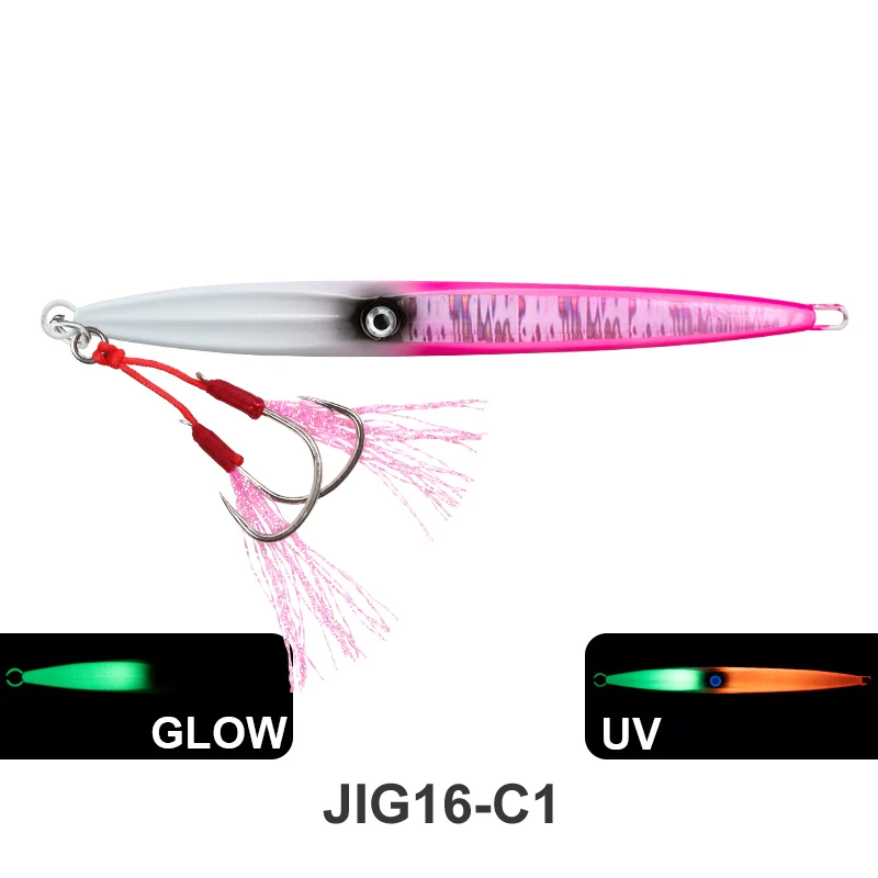 TEASER J16 40g-500g Metall Sinking Jigbiat Salzwasser Karpfen Hecht Peche Jig Spinner Köder Angeln Meer-brasse Jigging Köder mit Haken
