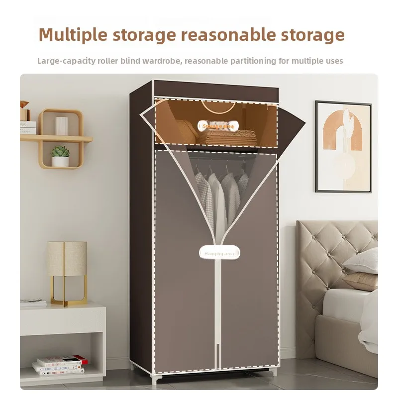 Cloth wardrobe steel frame folding non-woven fabric simple assembly and storage simple wardrobe Durable