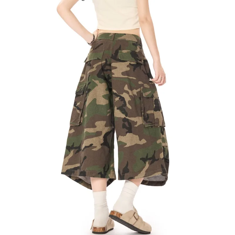 الأمريكية الرجعية التمويه العمل السراويل النساء الشارع المد فضفاض مستقيم سراويل تقليدية الشارع الشهير النساء