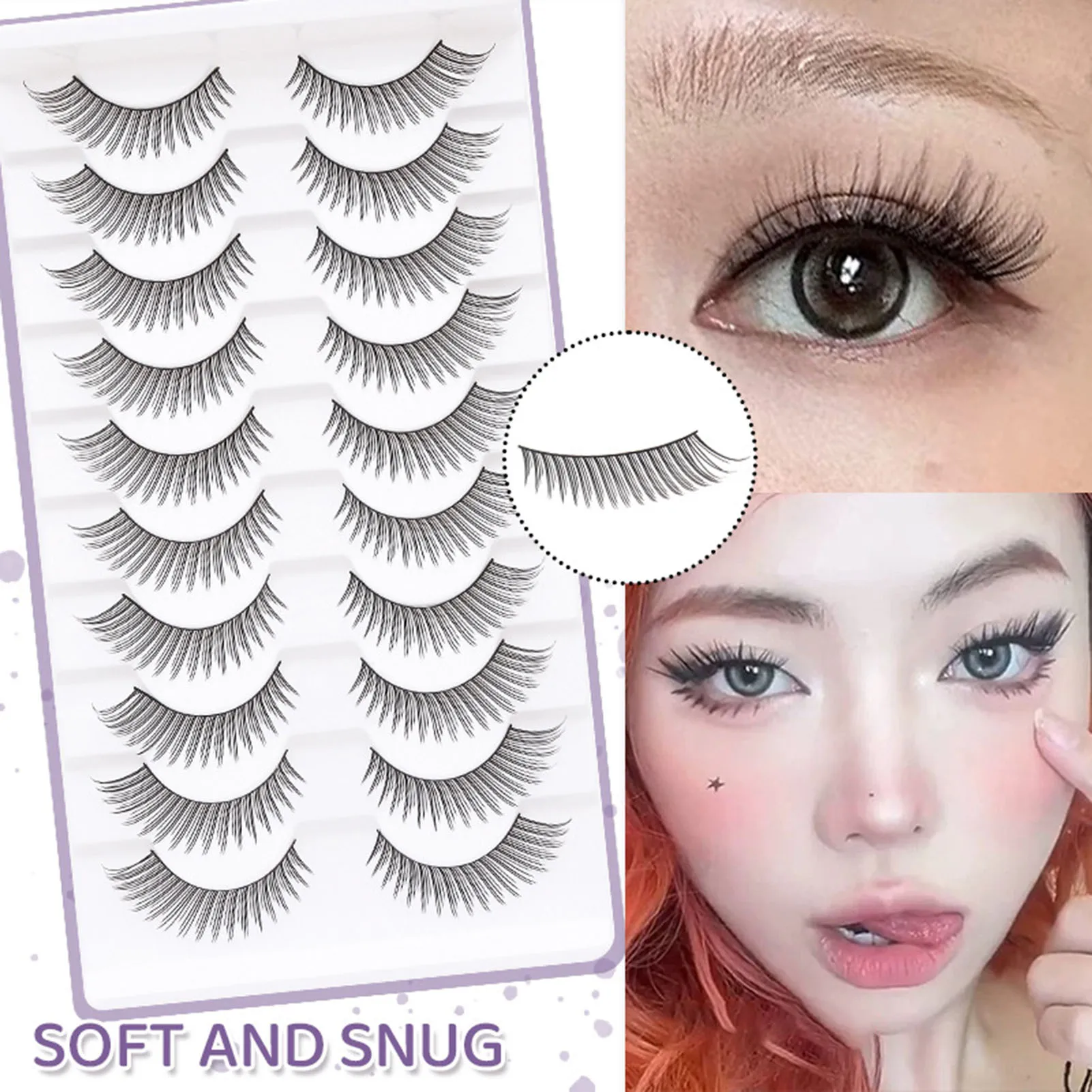 10/5 paia ciglia finte naturali sottili strisce incrociate ciglia manga anime ciglia finte strumento di trucco cosplay