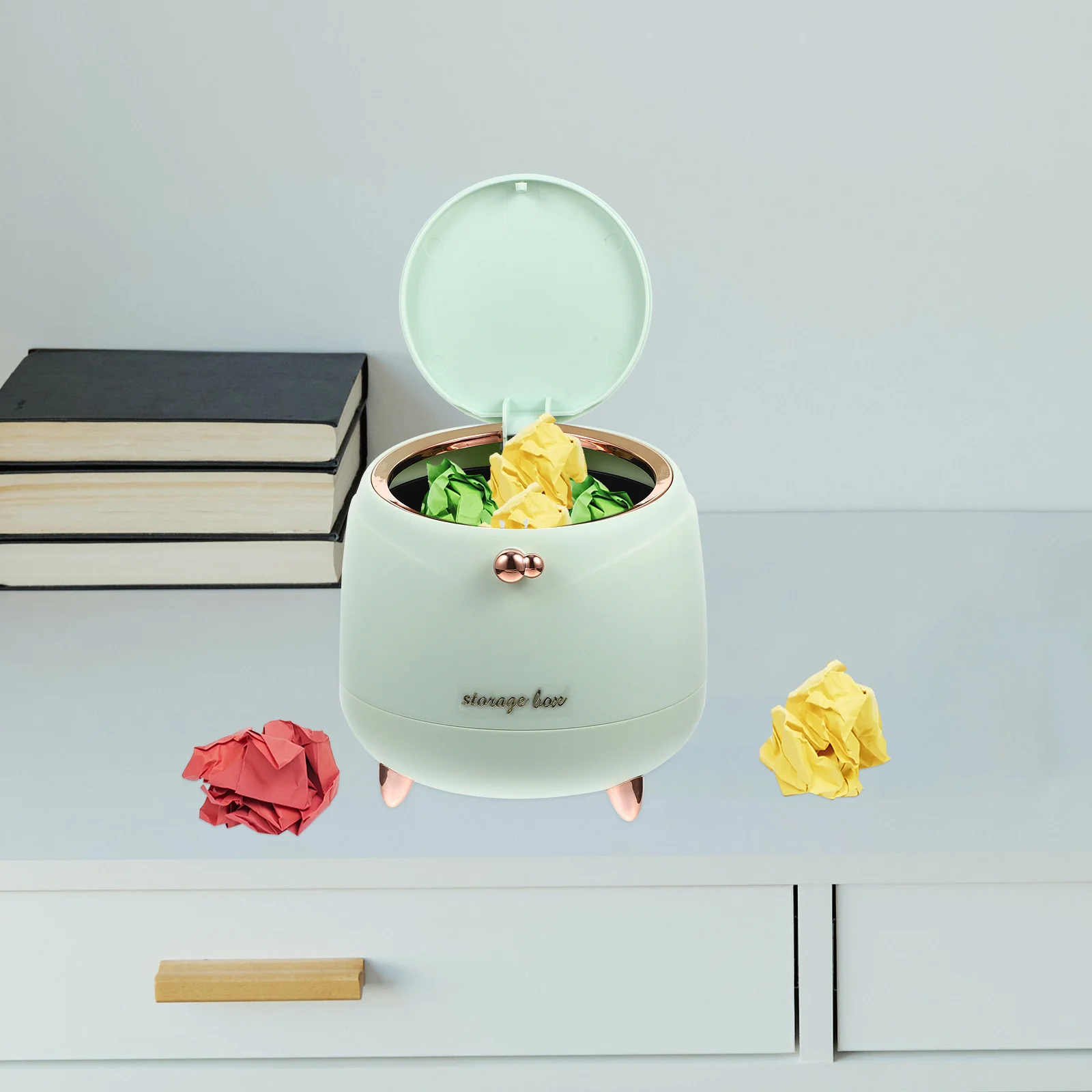 

Мини-мусорный бак пресс-типа, небольшой настольный мусорный бак с крышкой, компактная настольная мусорная корзина для дома, офиса, кухни