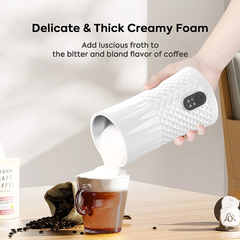 Milk Frother 4-in-1 Electric Frother for Coffee Hot & Cold Milk Steamer with Temperature Control, for Latte, Cappuccino Macchiat