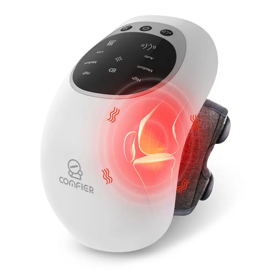 

Cordless Knee Massager with Heat and Red Light Therapy,Vibration,Heated Knee Brace Straps for Pain Relief with 18.9 Inch,Heating
