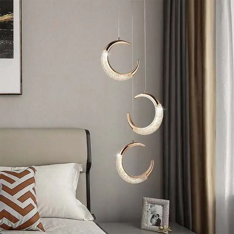 

Nordic Restaurant Bedroom Bedside Moon Long Line Chandelier Modern Minimalist Staircase Light Luxury Creative Decorative Lightin