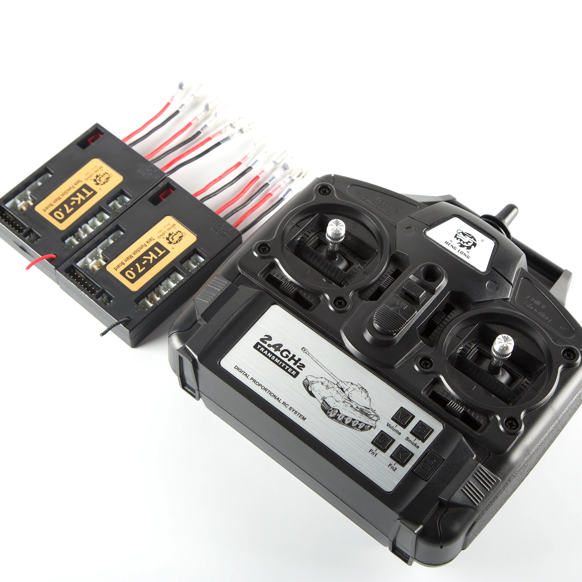 HENG LONG Tank Accessory 2.4GHz 7.0 Remote Controls 7.0 Transmitter Main Board Receiver with M1A2/T90/Tiger 1/Leopard 2 Sound