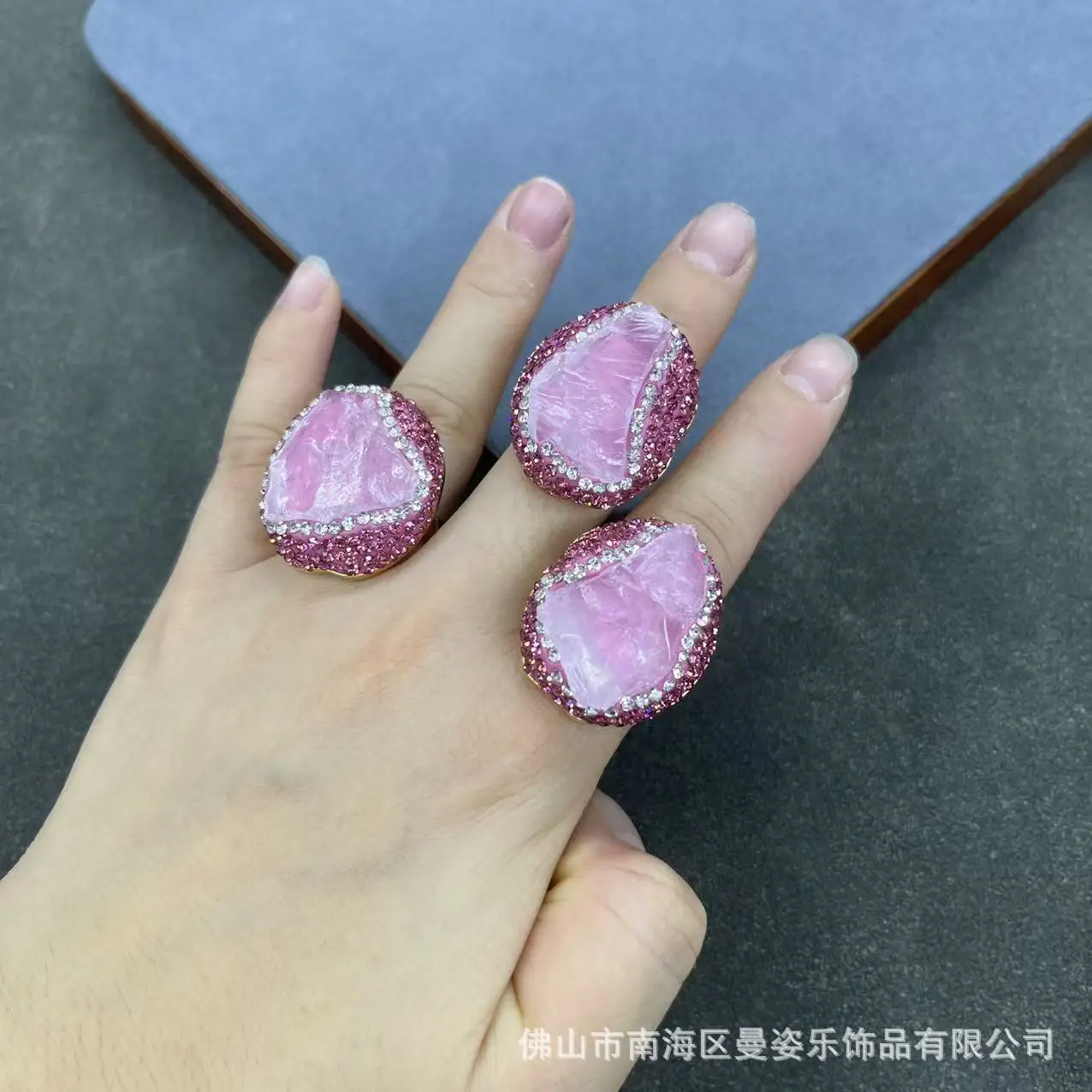 DIY accessories New powder crystal ring precious natural stone rough stone powder crystal ore diamond setting process overseas l
