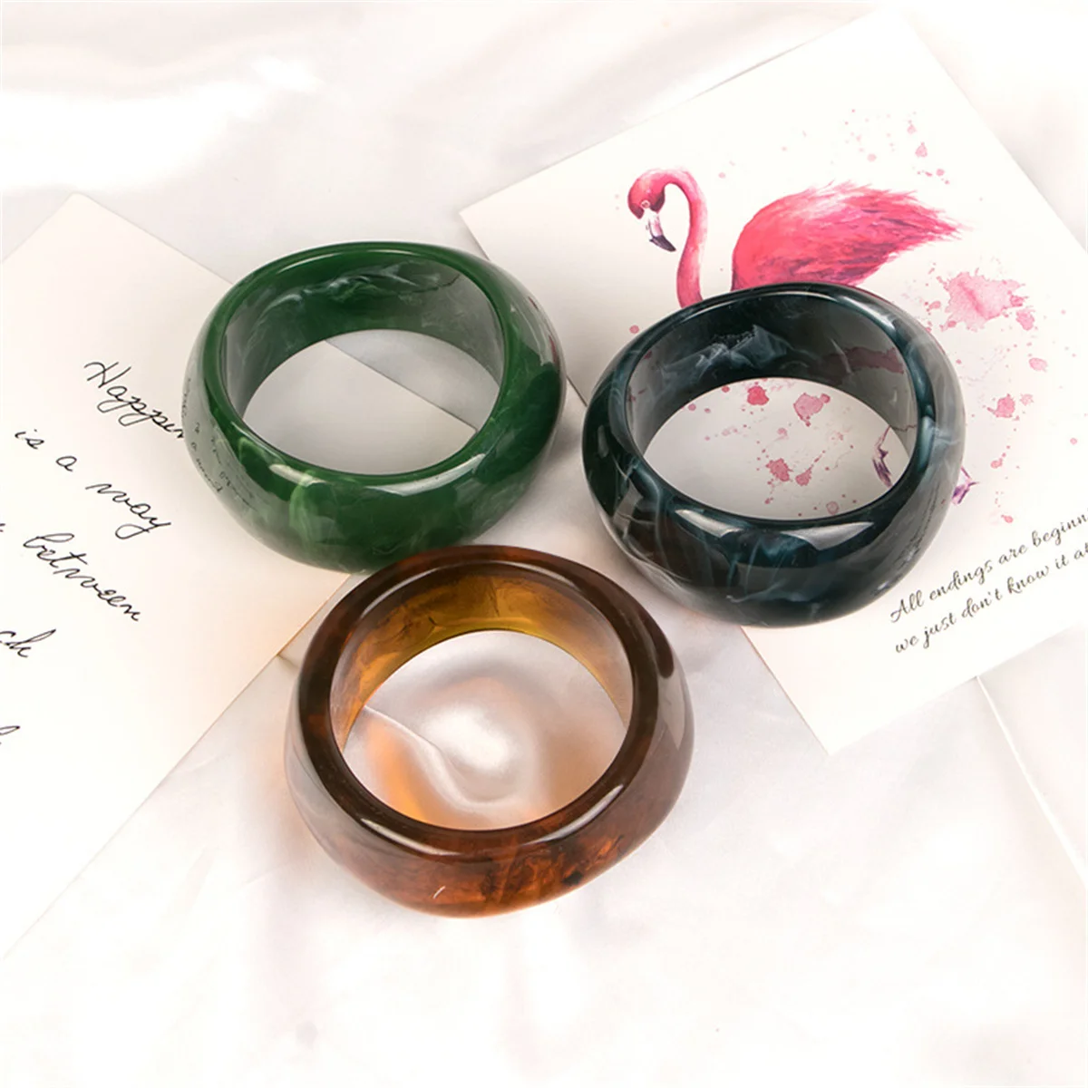 Cool Vintage Exaggerated Irregular Acrylic Resin Chunky Bangles Women Kpop Geometric Charm Bangles Bracelets Retro Jewelry Boys view 5