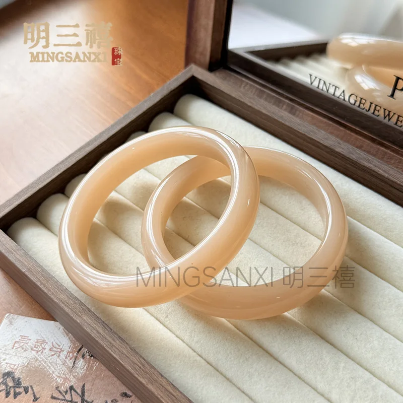 

Нефрит из Внешней Монголии и Тянь-Юя, старинный материал из Цинхая, браслет из корня лотоса, круглое стекло, розовый цвет.