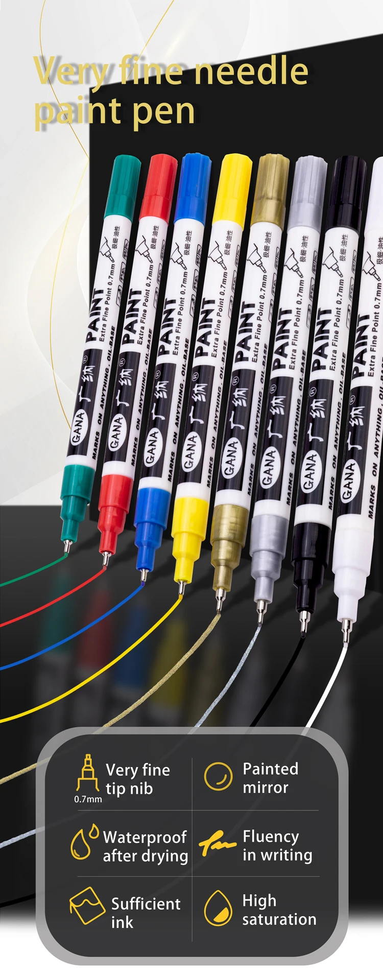 Permanente Farbstift-Sets für Steinmalerei, Keramik, Glas, Holz, Leinwand 0,7mm Acryl-Farbmarker mit Extra-Feiner Spitze – Detail 1