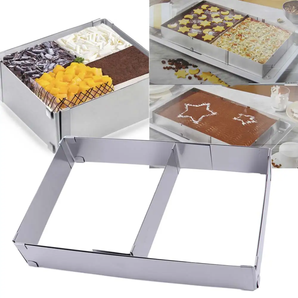 Stainless Steel Adjustable Mousse Cake Ring Retractable Rectangle/Square Cake Mold DIY Rust-proof Baking Mold Chocolate