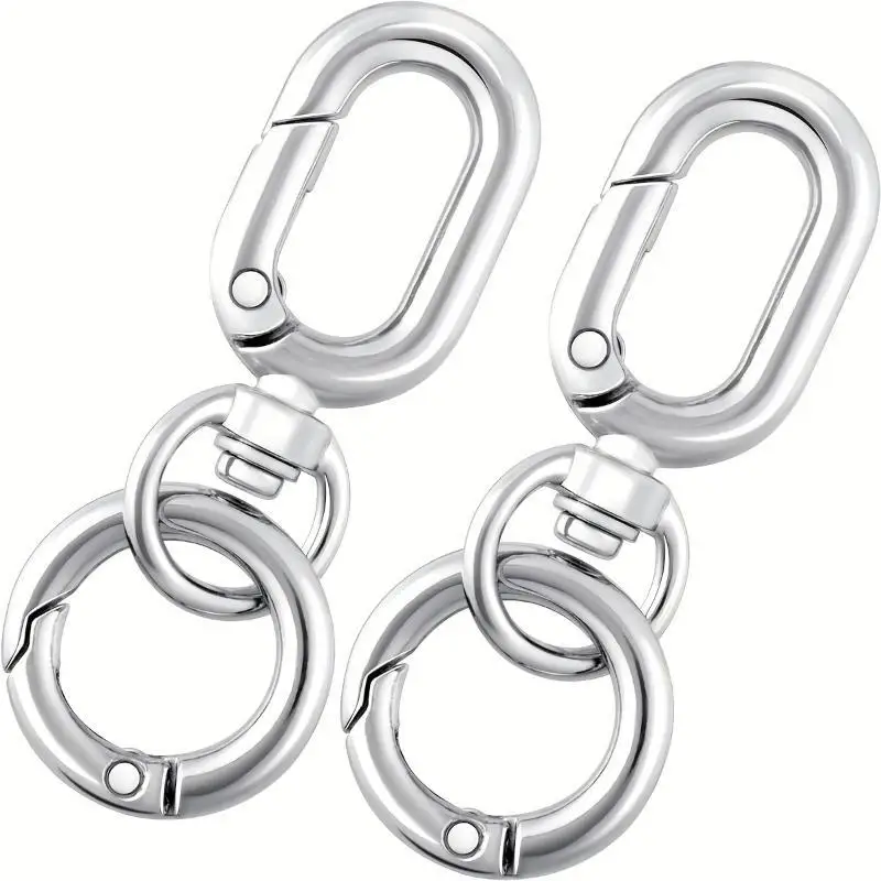 Doppelt öffnende, drehbare Karabinerhaken mit Federmechanismus, 2/10 Stück, robuste Metallverschlüsse für Campingausrüstung und zur Organisation von Schlüsselanhängern. – Detail 4