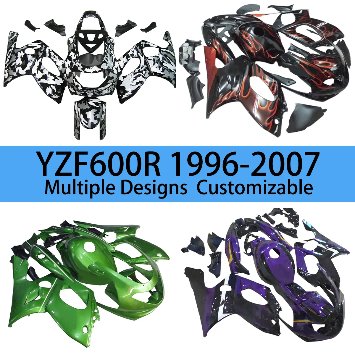 

Комплект обтекателей Moto Cross YZF600R 1996-2005 2006 2007, бесплатные пользовательские обтекатели из АБС-пластика, литье под давлением, подходит для YAMAHA YZF 600R 96-07