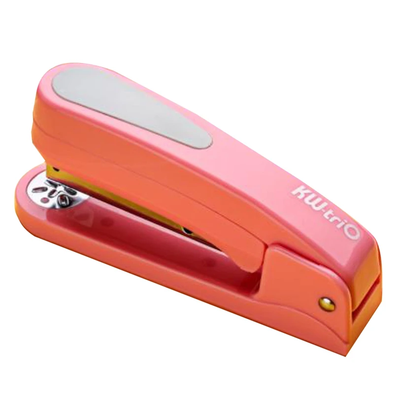 

KW-TRIO 360 Rotation Stapler 24/6 Staples School Long Paper Swivel Stapler Office Bookbinding Supplies Pink